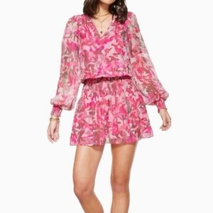 Ramy Brook Printed Shaw Smocked Mini Dress XS